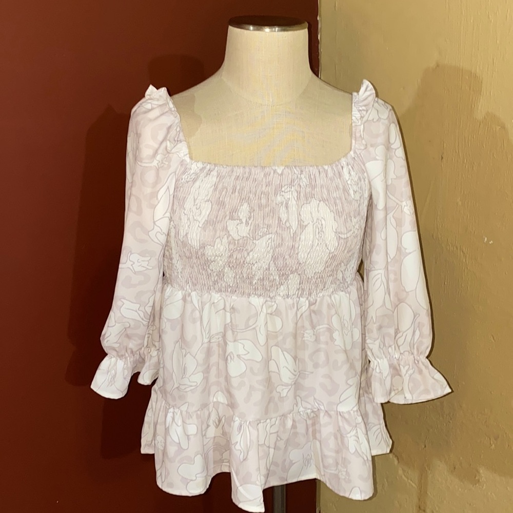Floral Square Neck Blouse